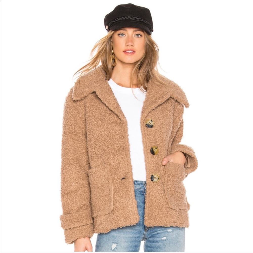 Chestnut Brown Free People So Soft Cozy Peacoat - Picture 5 of 8